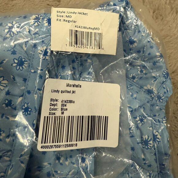 NWT UNTUCKit Lindy Quilted Jacket Blue Floral Sz M Belted Lightweight Cottagecor - Picture 15 of 15